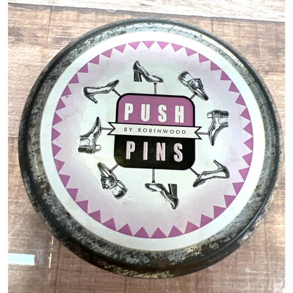 Vintage Robinwood Shoe-Shaped Push Pins In Original Tin - Picture 1 of 3